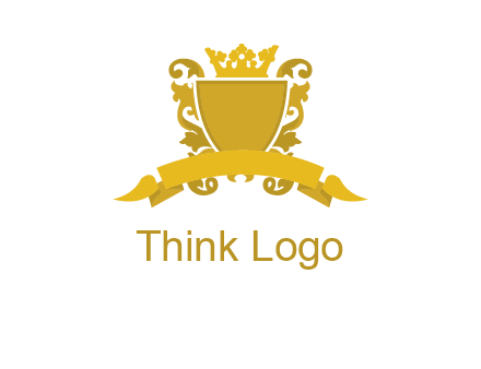 shield with crown swirl icon
