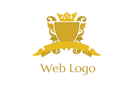 shield with crown swirl icon