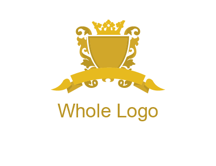 shield with crown swirl icon