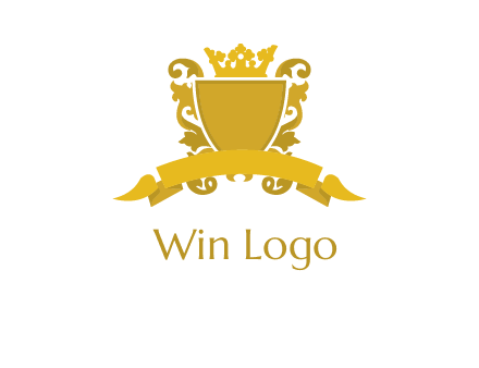 shield with crown swirl icon