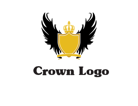 shield with crown and wings logo