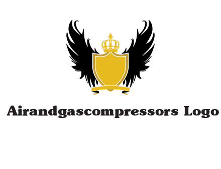 shield with crown and wings logo