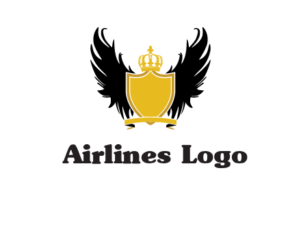 shield with crown and wings logo