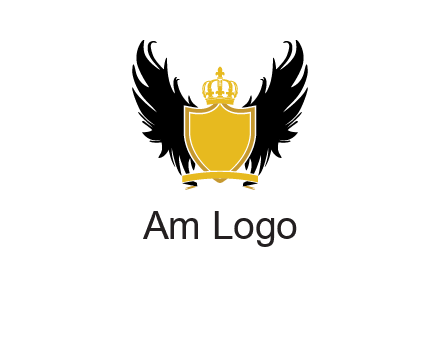 shield with crown and wings logo