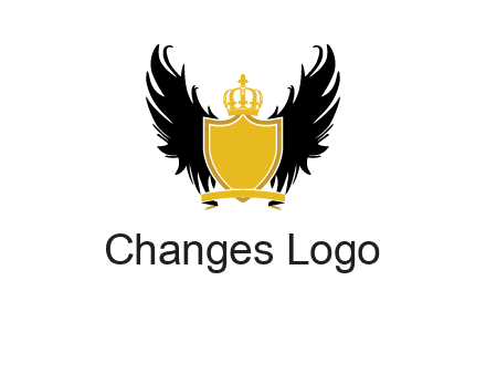 shield with crown and wings logo
