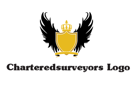 shield with crown and wings logo