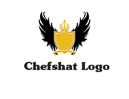 shield with crown and wings logo
