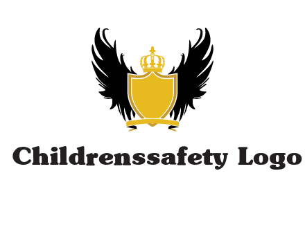 shield with crown and wings logo