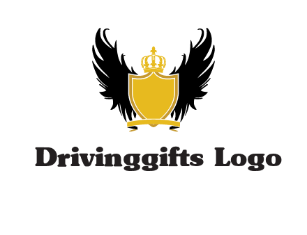 shield with crown and wings logo
