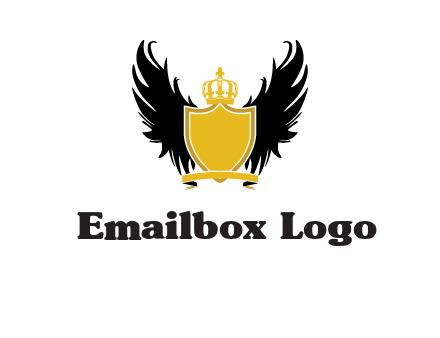 shield with crown and wings logo