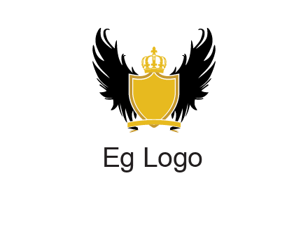 shield with crown and wings logo