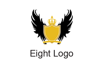 shield with crown and wings logo