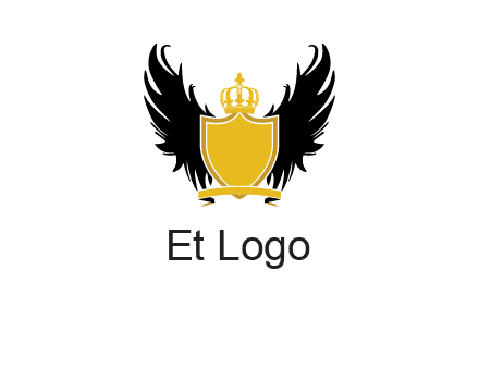 shield with crown and wings logo