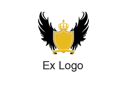 shield with crown and wings logo