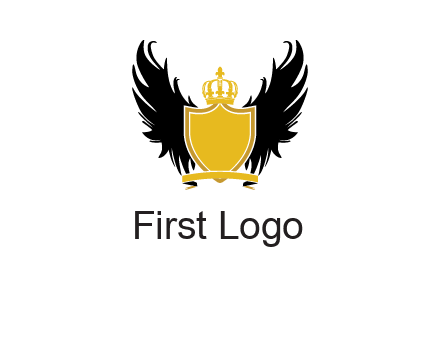 shield with crown and wings logo