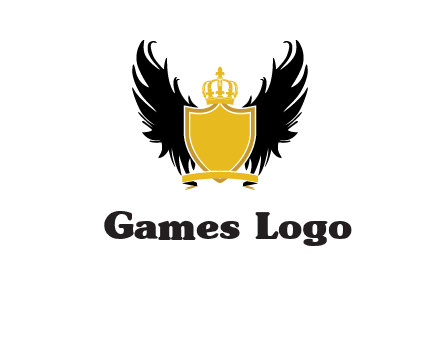 shield with crown and wings logo