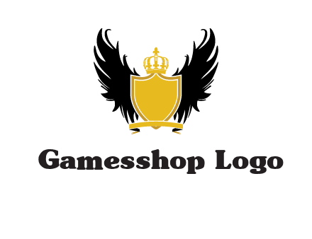 shield with crown and wings logo