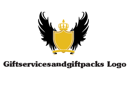 shield with crown and wings logo
