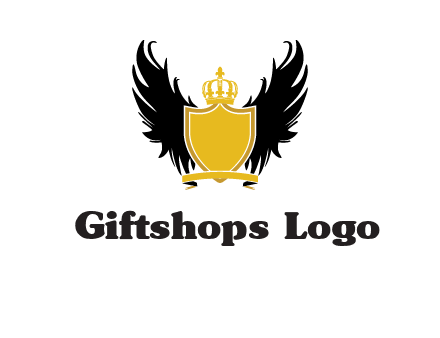 shield with crown and wings logo