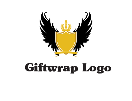 shield with crown and wings logo