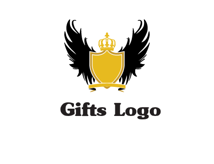 shield with crown and wings logo