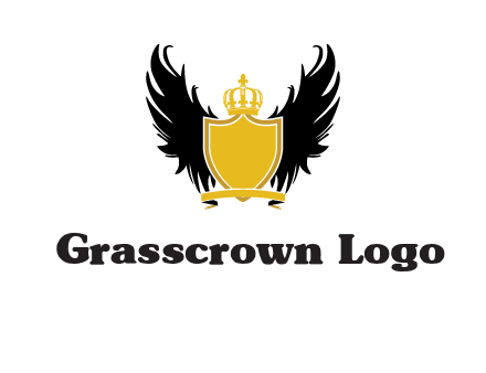 shield with crown and wings logo