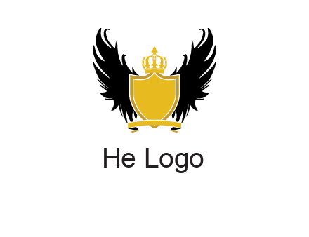 shield with crown and wings logo
