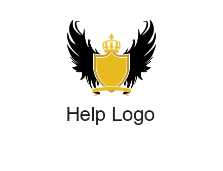 shield with crown and wings logo