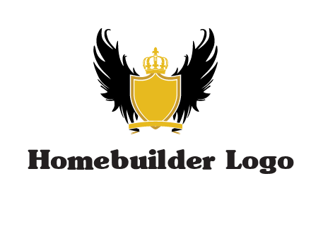 shield with crown and wings logo