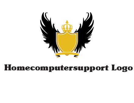shield with crown and wings logo