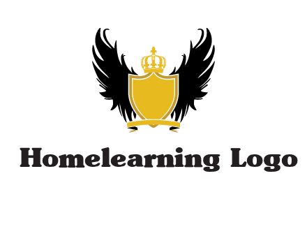 shield with crown and wings logo