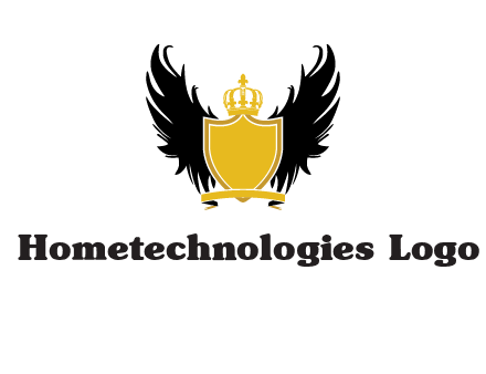 shield with crown and wings logo