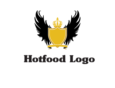 shield with crown and wings logo