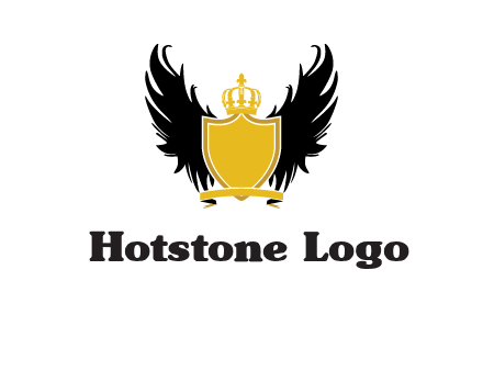 shield with crown and wings logo