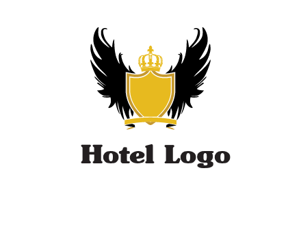 shield with crown and wings logo