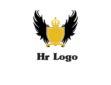 shield with crown and wings logo