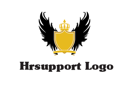 shield with crown and wings logo