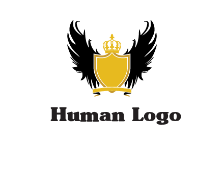 shield with crown and wings logo