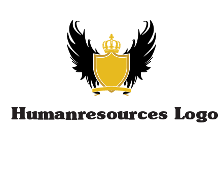 shield with crown and wings logo