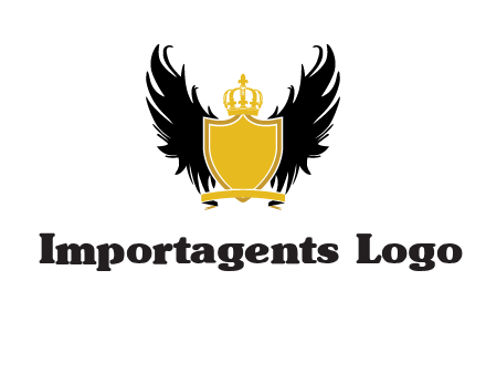 shield with crown and wings logo