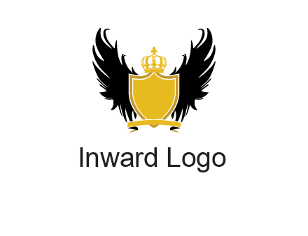 shield with crown and wings logo