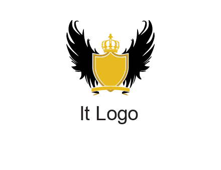 shield with crown and wings logo