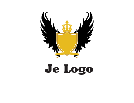 shield with crown and wings logo