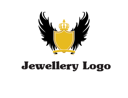 shield with crown and wings logo
