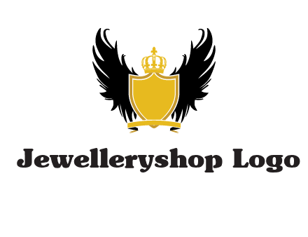 shield with crown and wings logo