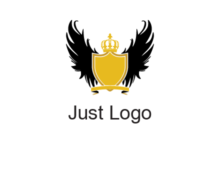 shield with crown and wings logo