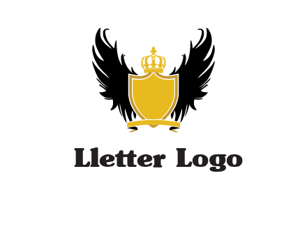 shield with crown and wings logo