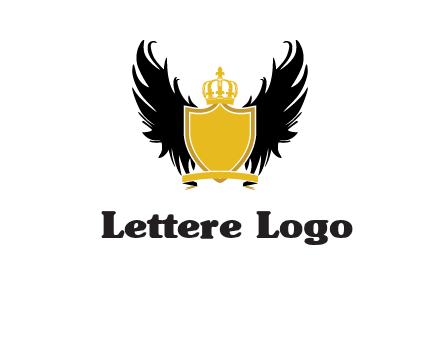 shield with crown and wings logo