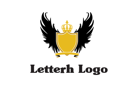 shield with crown and wings logo