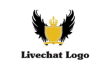 shield with crown and wings logo